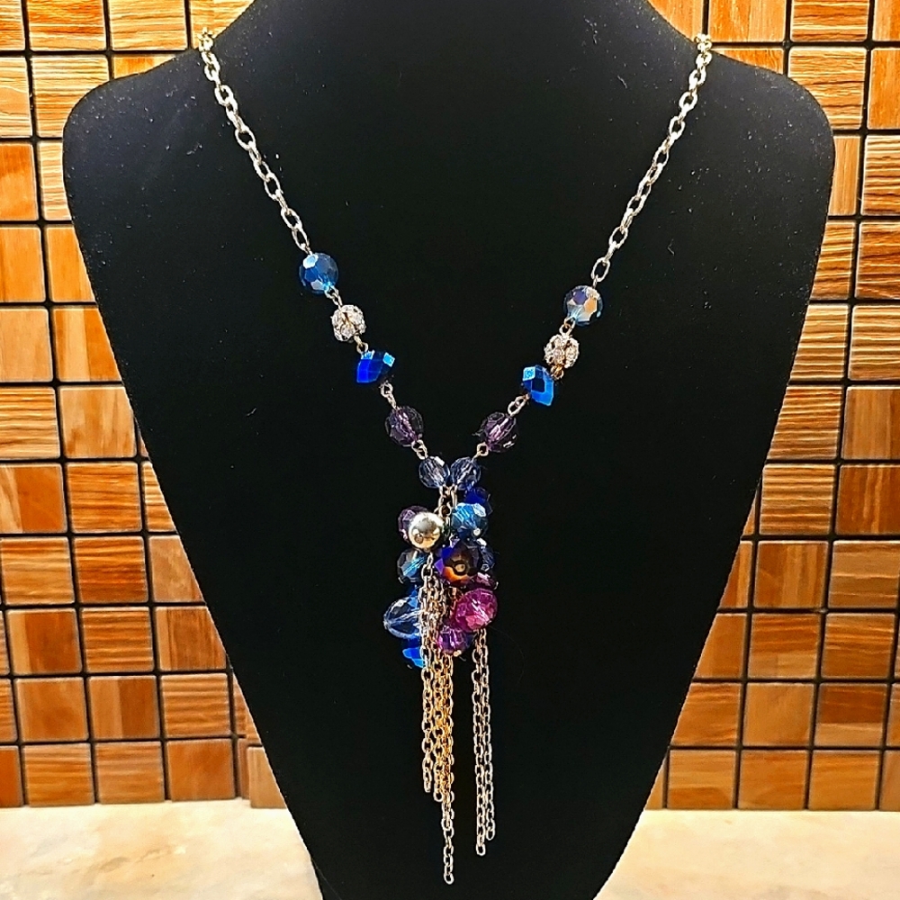 Elegant Chacha Colored AB Crystal Beaded Tassel Necklace